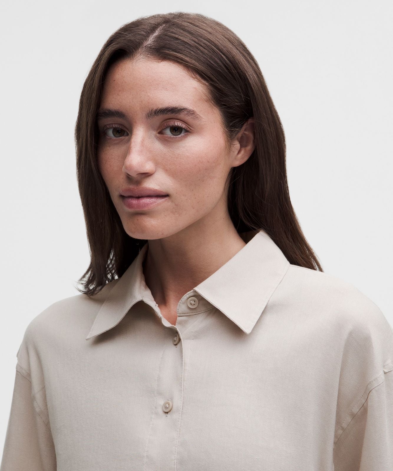 LuluLinen Relaxed-Fit Long-Sleeve Button Up Downtown Tan