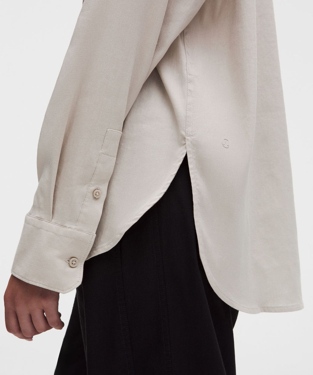 LuluLinen Relaxed-Fit Long-Sleeve Button Up Downtown Tan