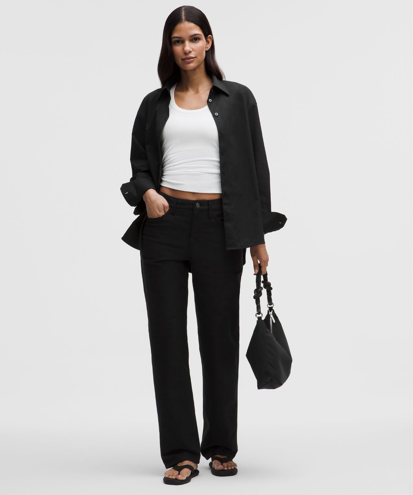 Woven Relaxed-Fit Button-Up Shirt Black