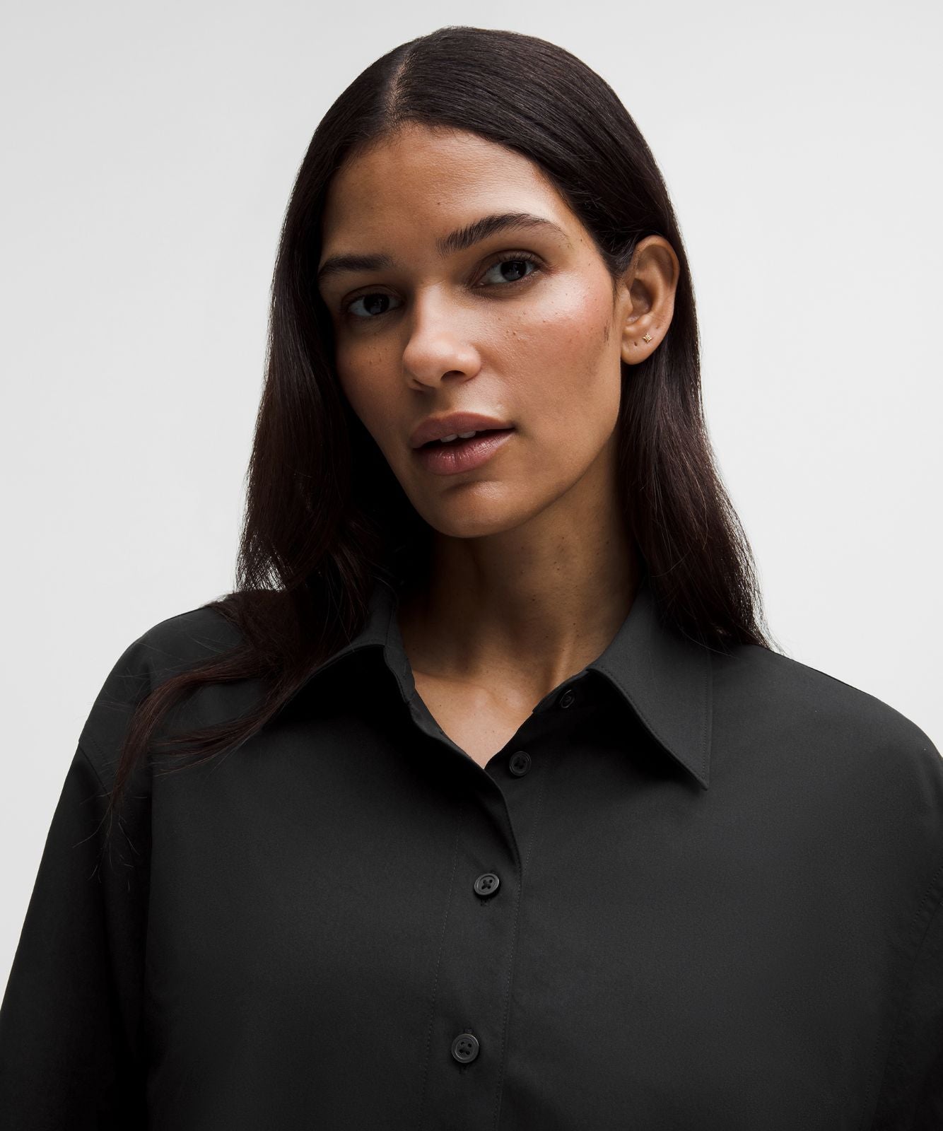 Woven Relaxed-Fit Button-Up Shirt Black