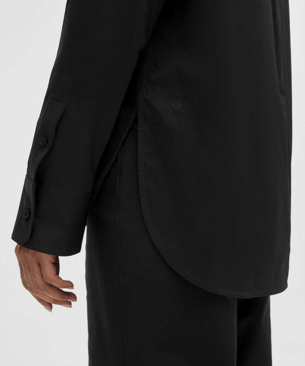 Woven Relaxed-Fit Button-Up Shirt Black