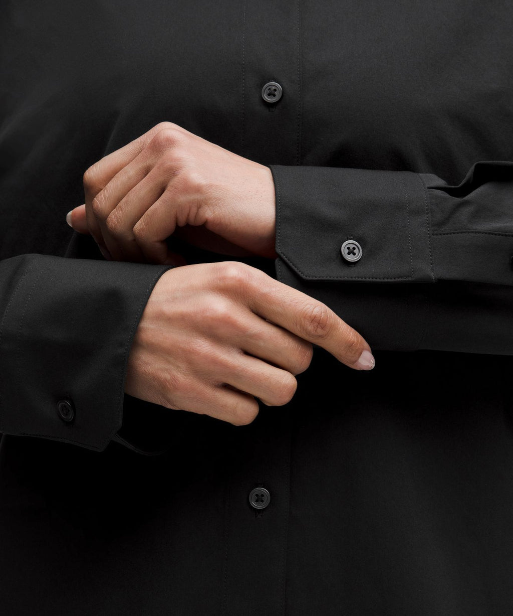 Woven Relaxed-Fit Button-Up Shirt Black