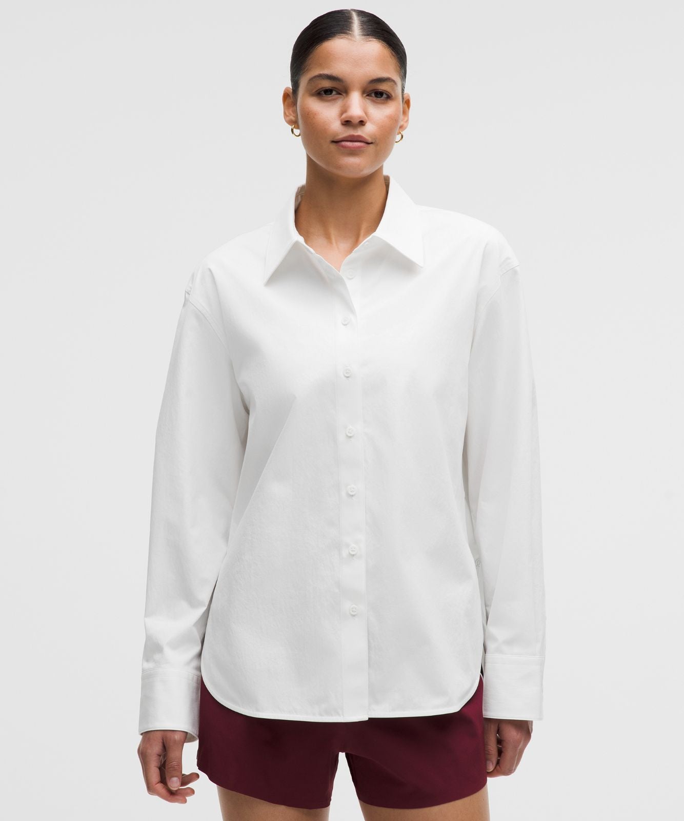 Woven Relaxed-Fit Button-Up Shirt White