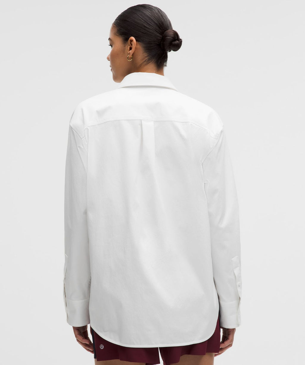 Woven Relaxed-Fit Button-Up Shirt White