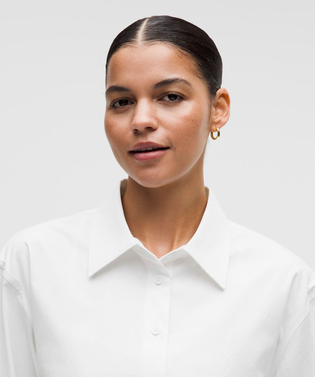 Woven Relaxed-Fit Button-Up Shirt White