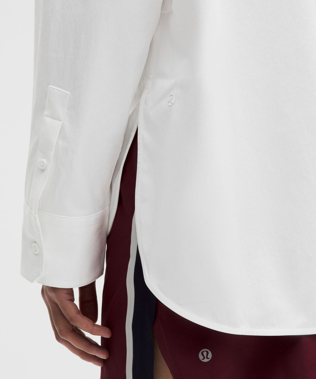 Woven Relaxed-Fit Button-Up Shirt White