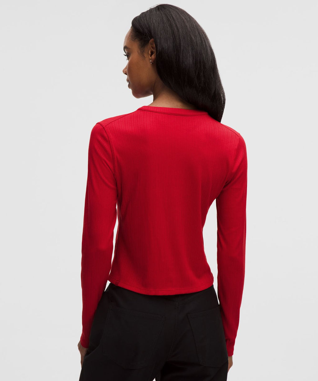 Hold Tight Micro-Rib Cardigan Oxford Red