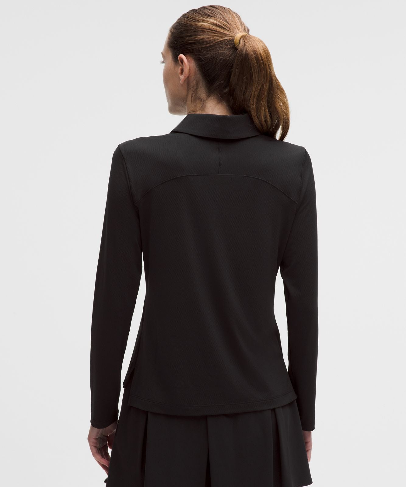 Quick-Dry Long-Sleeve Polo Shirt *Straight Hem Black