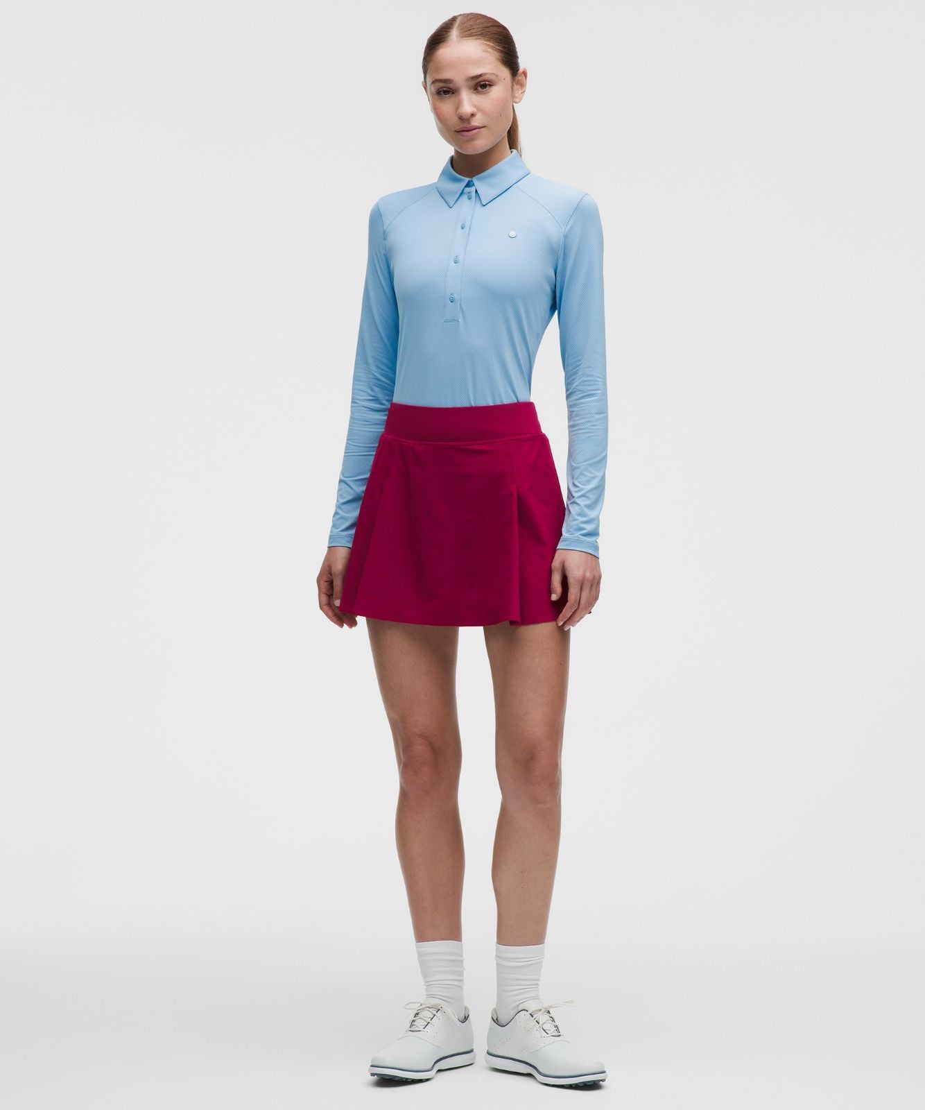 Quick-Dry Long-Sleeve Polo Shirt *Straight Hem Dreamy Blue