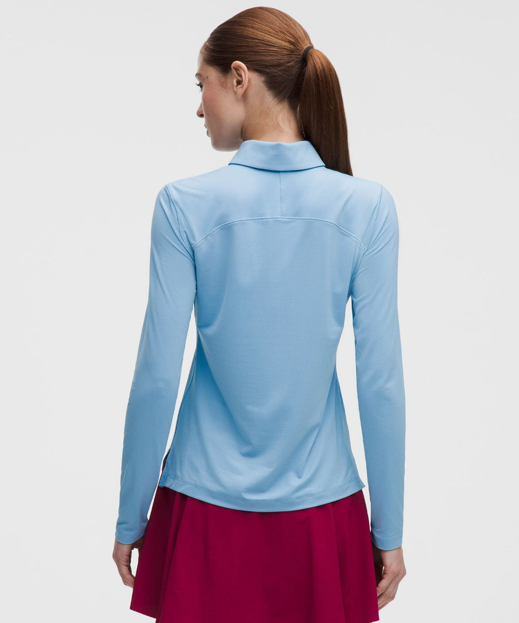 Quick-Dry Long-Sleeve Polo Shirt *Straight Hem Dreamy Blue