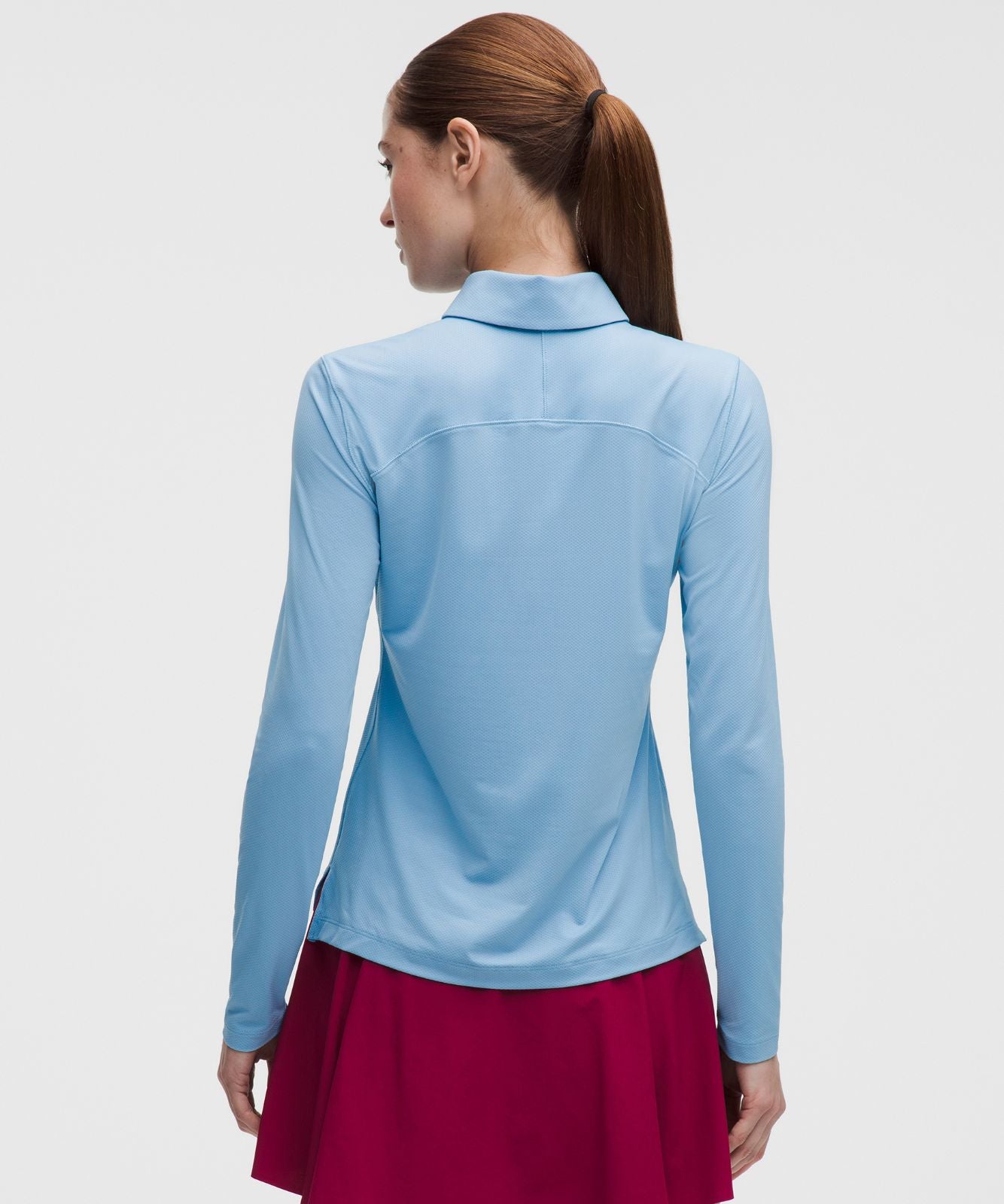 Quick-Dry Long-Sleeve Polo Shirt *Straight Hem Dreamy Blue