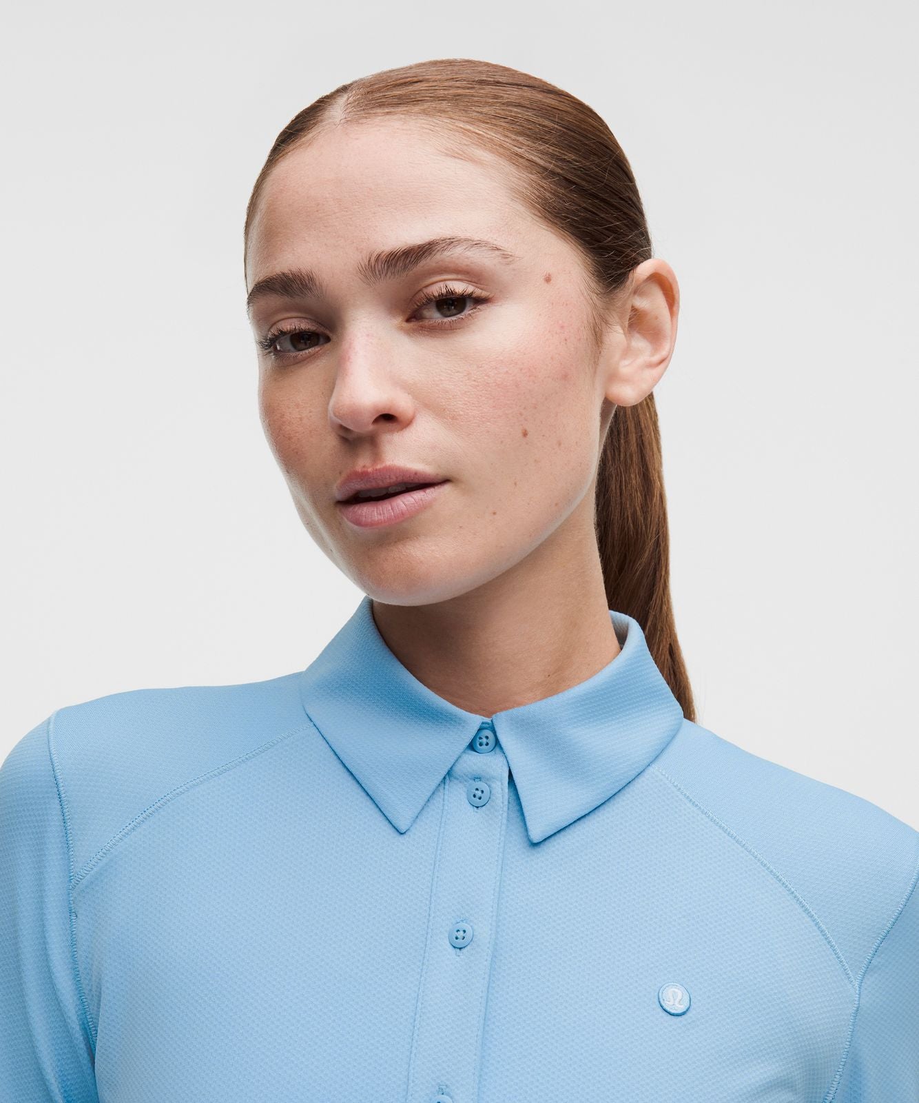 Quick-Dry Long-Sleeve Polo Shirt *Straight Hem Dreamy Blue