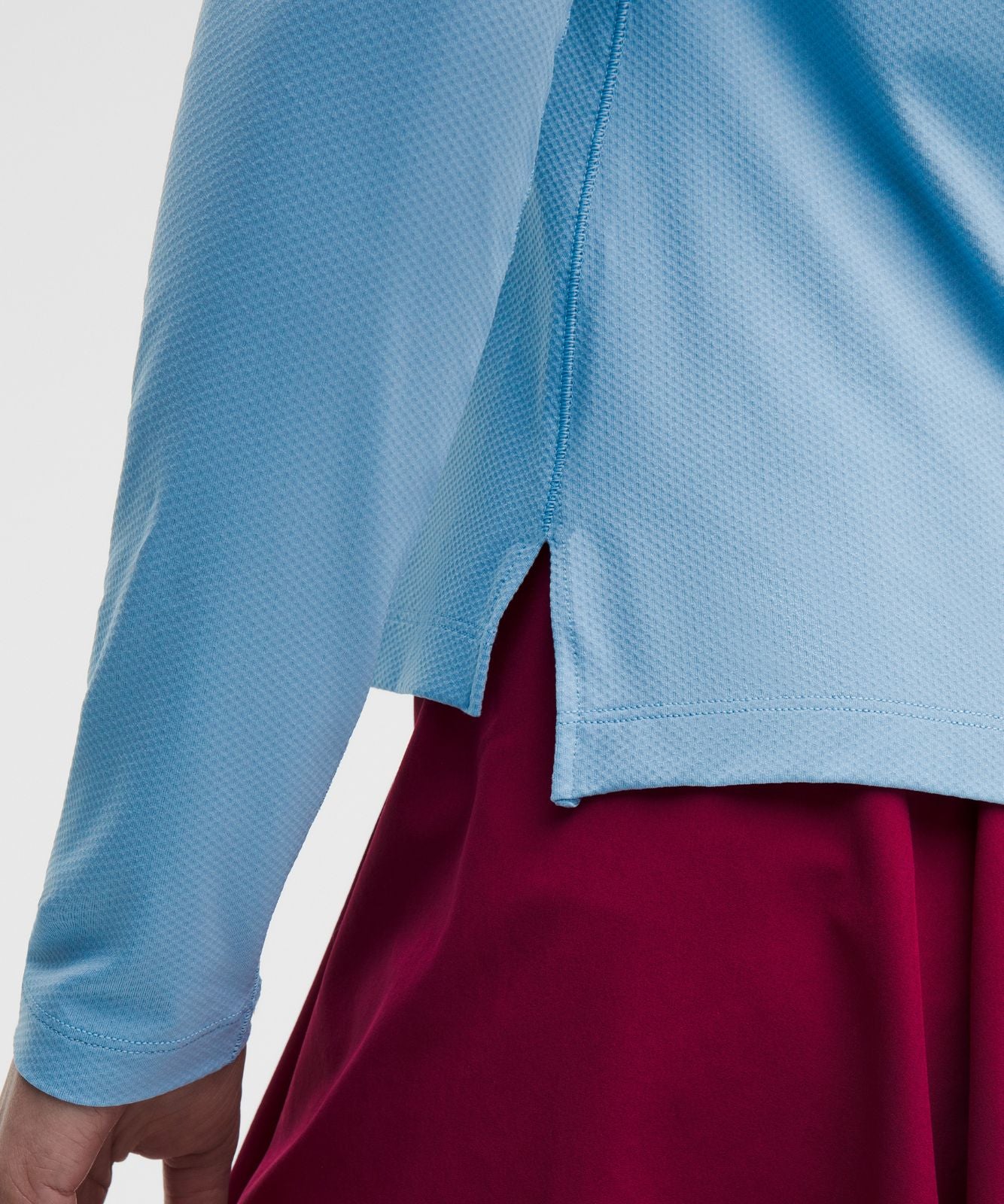 Quick-Dry Long-Sleeve Polo Shirt *Straight Hem Dreamy Blue