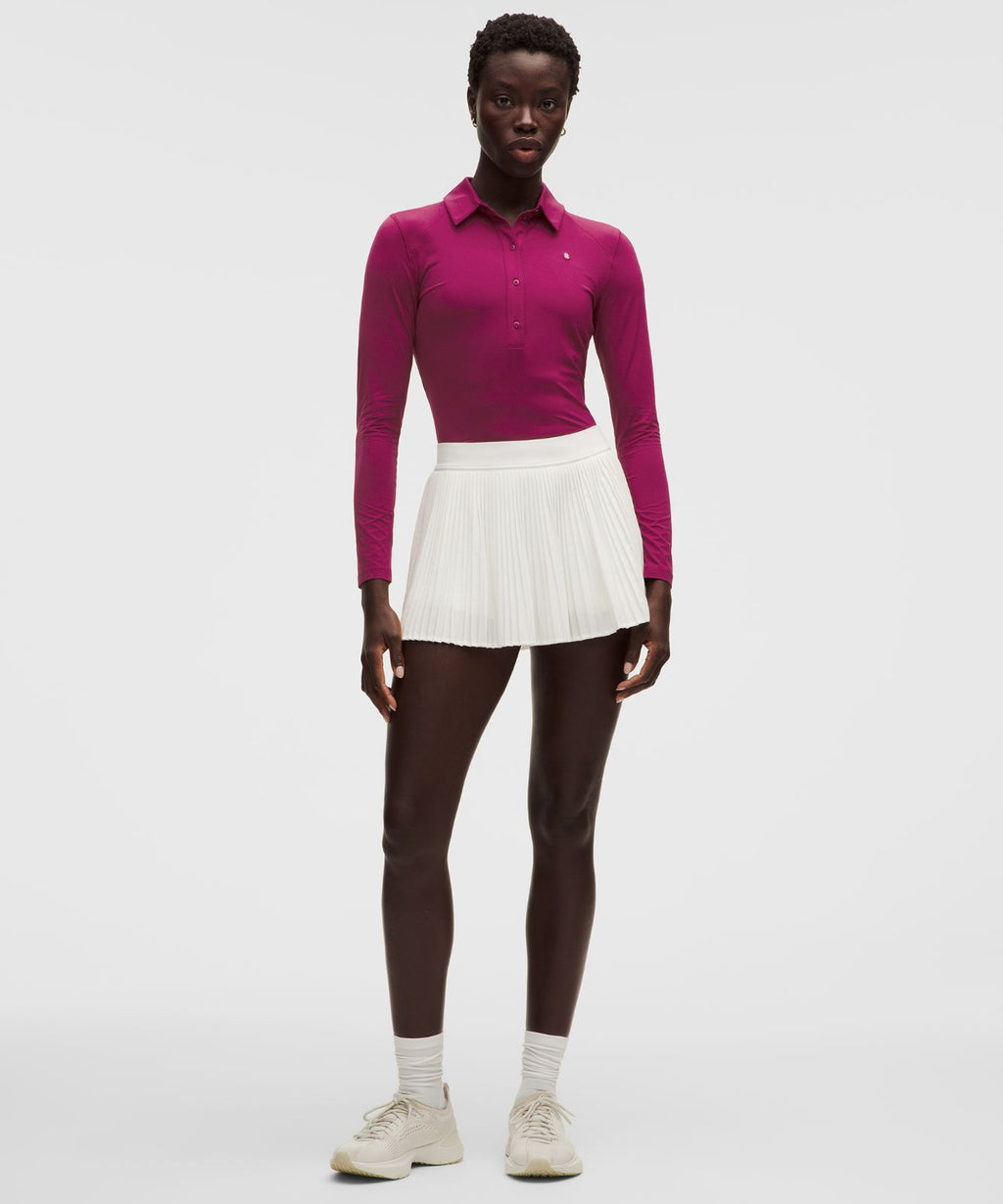 Quick-Dry Long-Sleeve Polo Shirt *Straight Hem Raspberry Rave