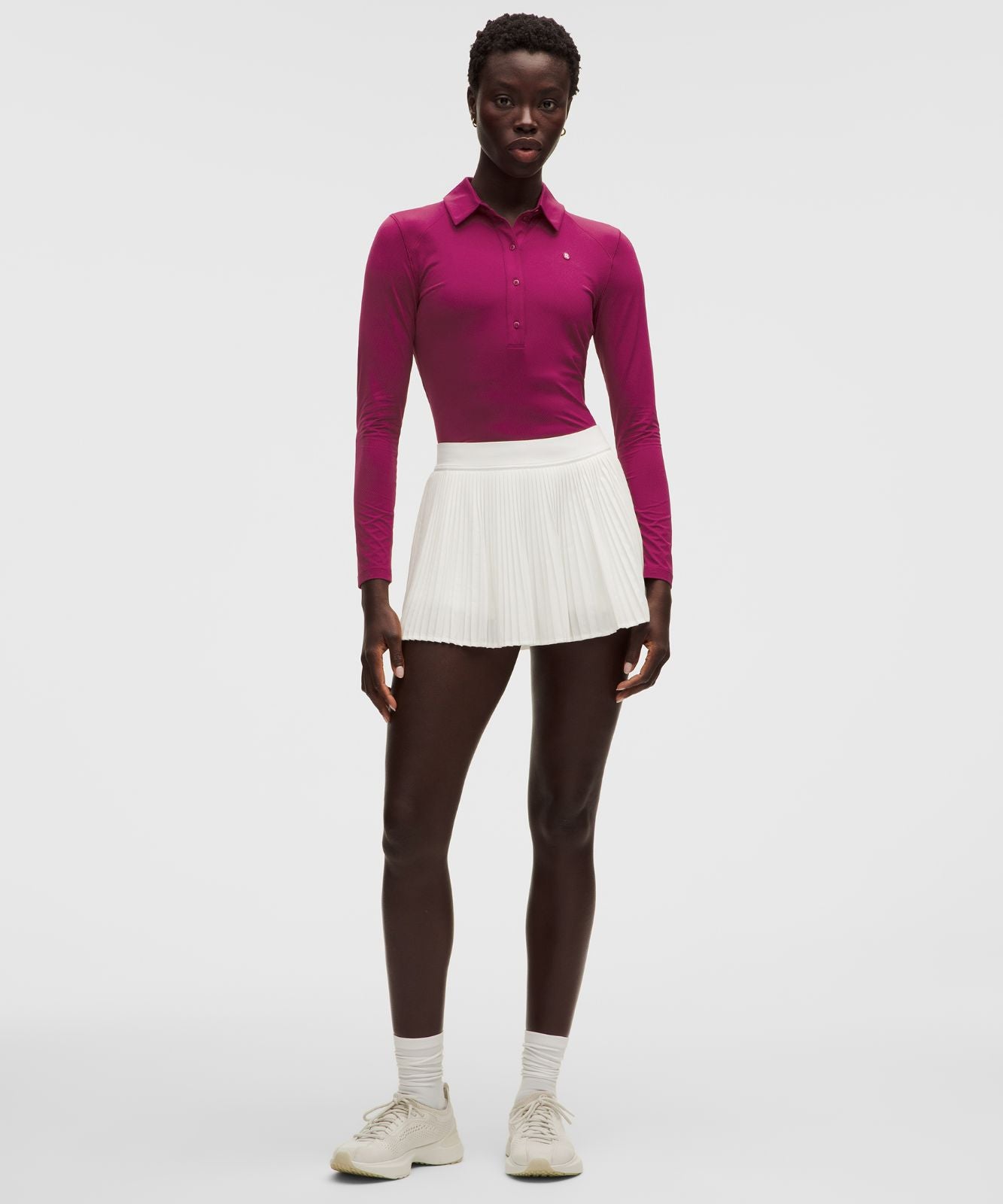 Quick-Dry Long-Sleeve Polo Shirt *Straight Hem Raspberry Rave