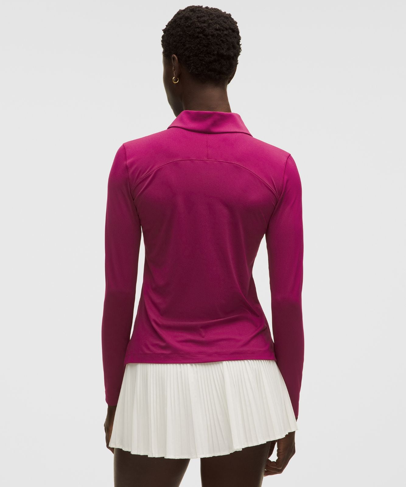 Quick-Dry Long-Sleeve Polo Shirt *Straight Hem Raspberry Rave