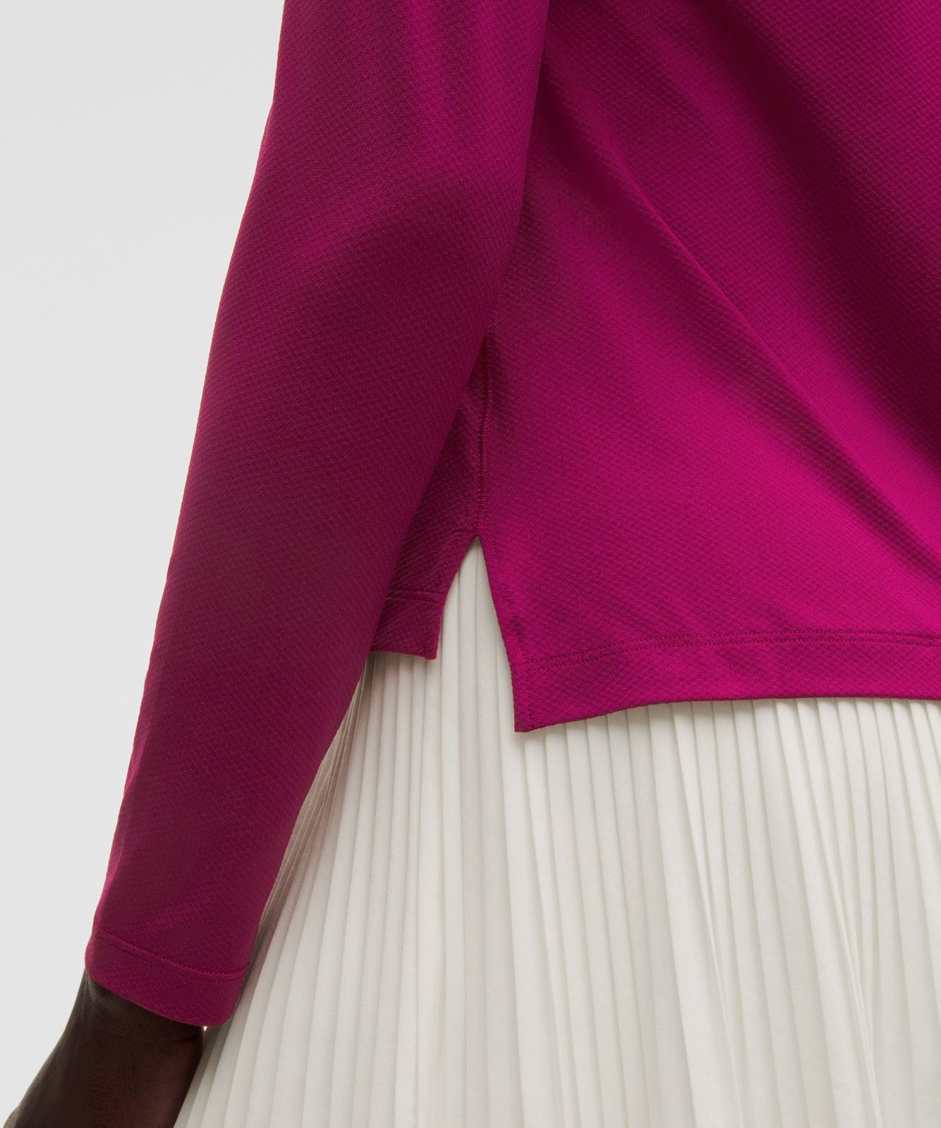 Quick-Dry Long-Sleeve Polo Shirt *Straight Hem Raspberry Rave