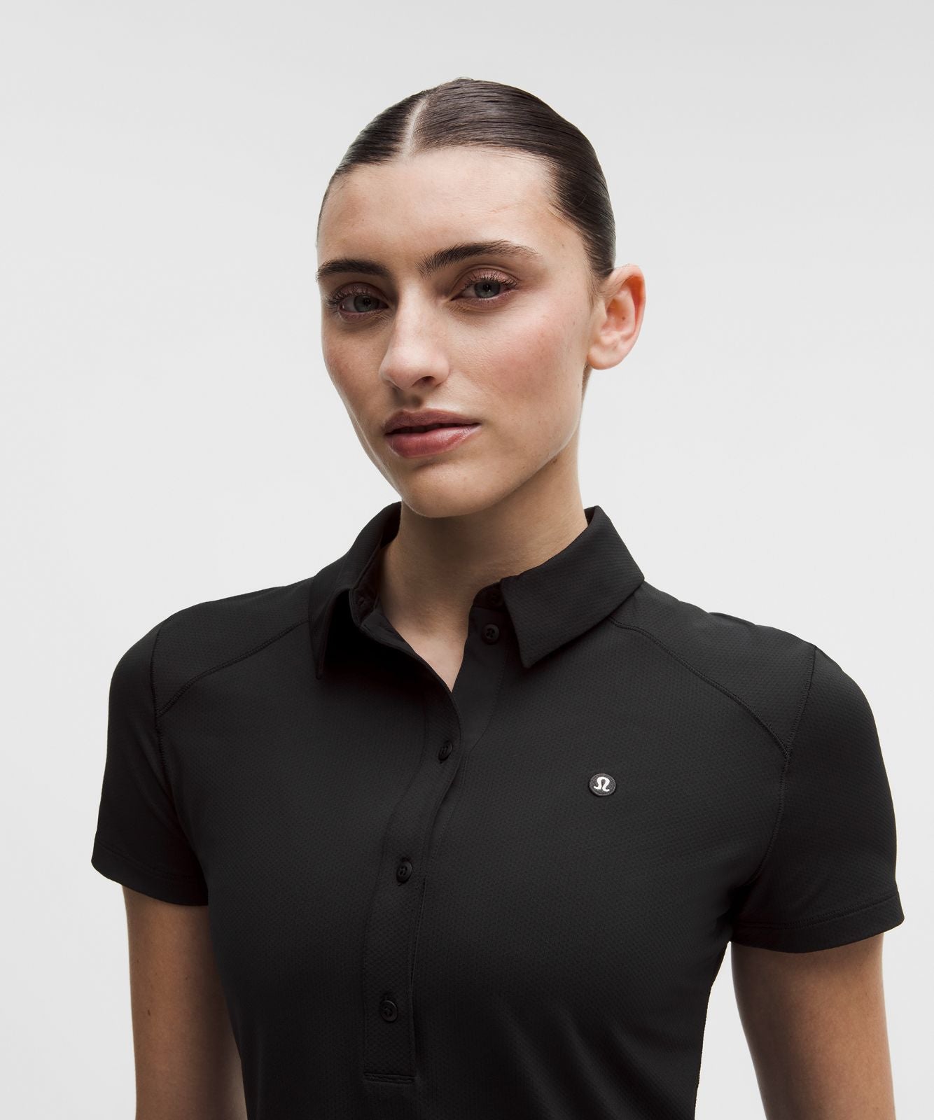 Quick-Dry Short-Sleeve Polo Shirt Straight Hem *Logo Black