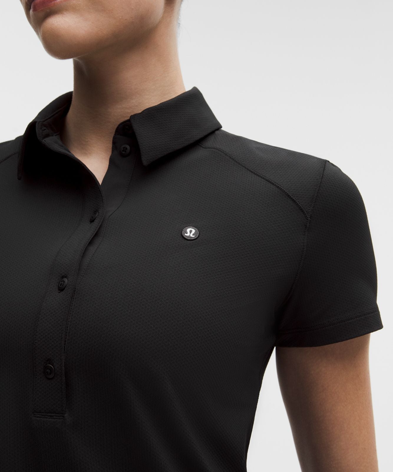 Quick-Dry Short-Sleeve Polo Shirt Straight Hem *Logo Black