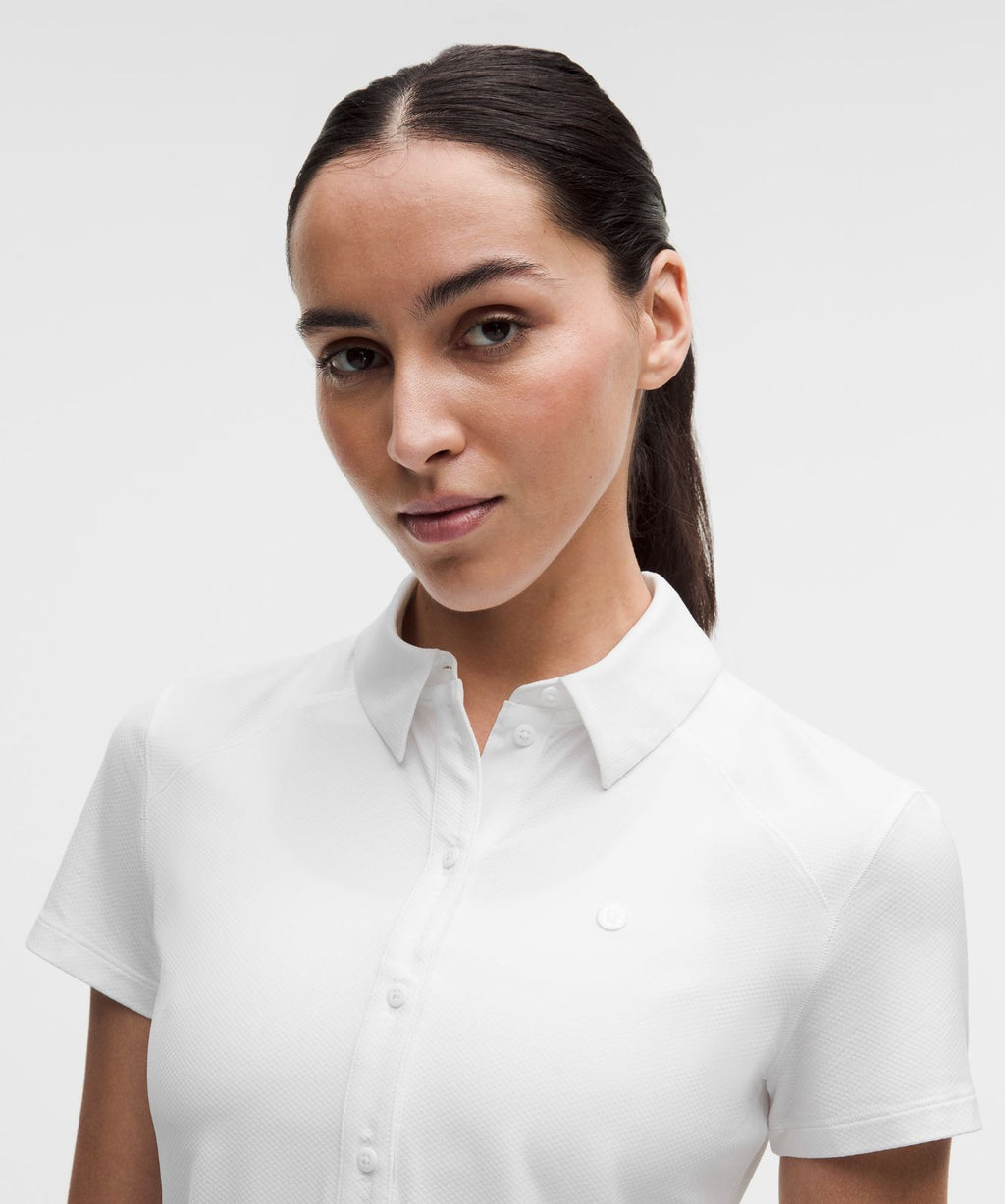 Quick-Dry Short-Sleeve Polo Shirt Straight Hem *Logo White