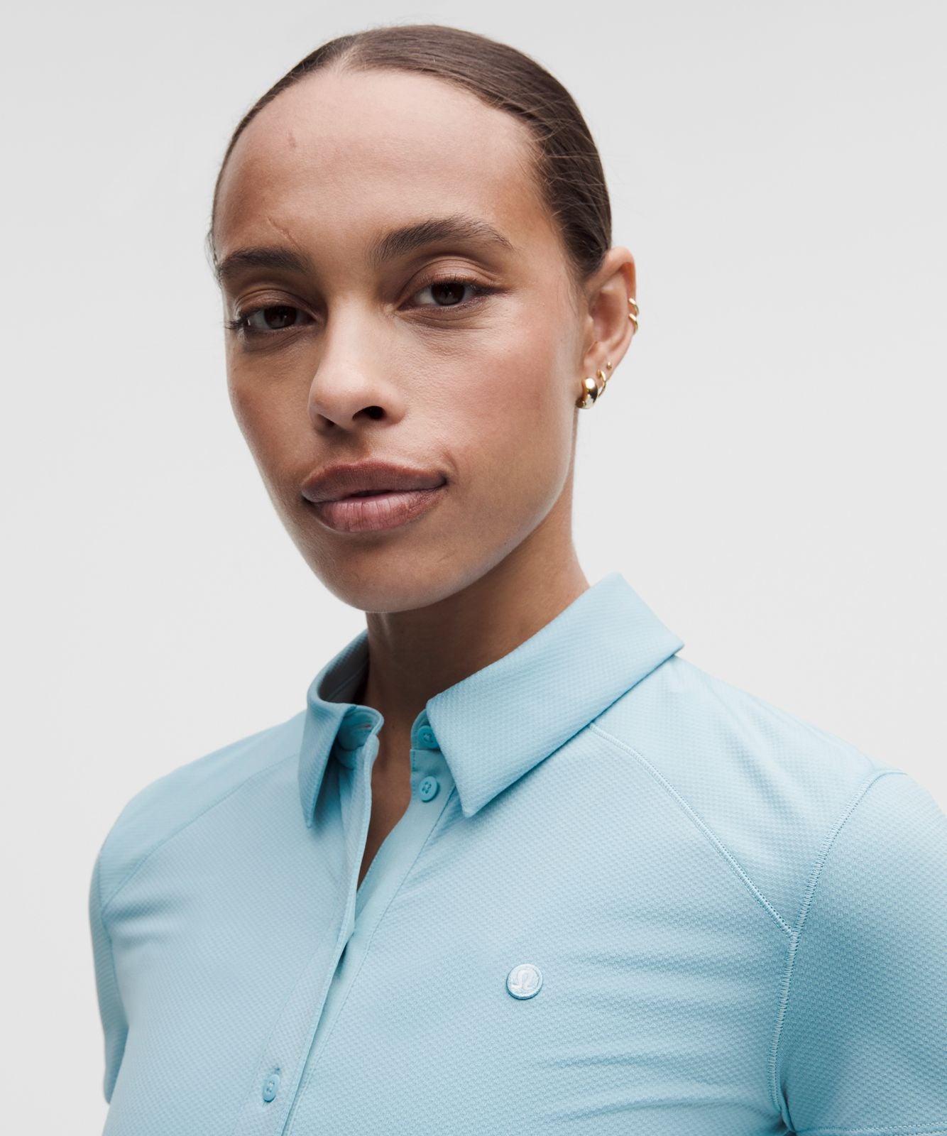 Quick-Dry Short-Sleeve Polo Shirt Straight Hem *Logo Seafoam