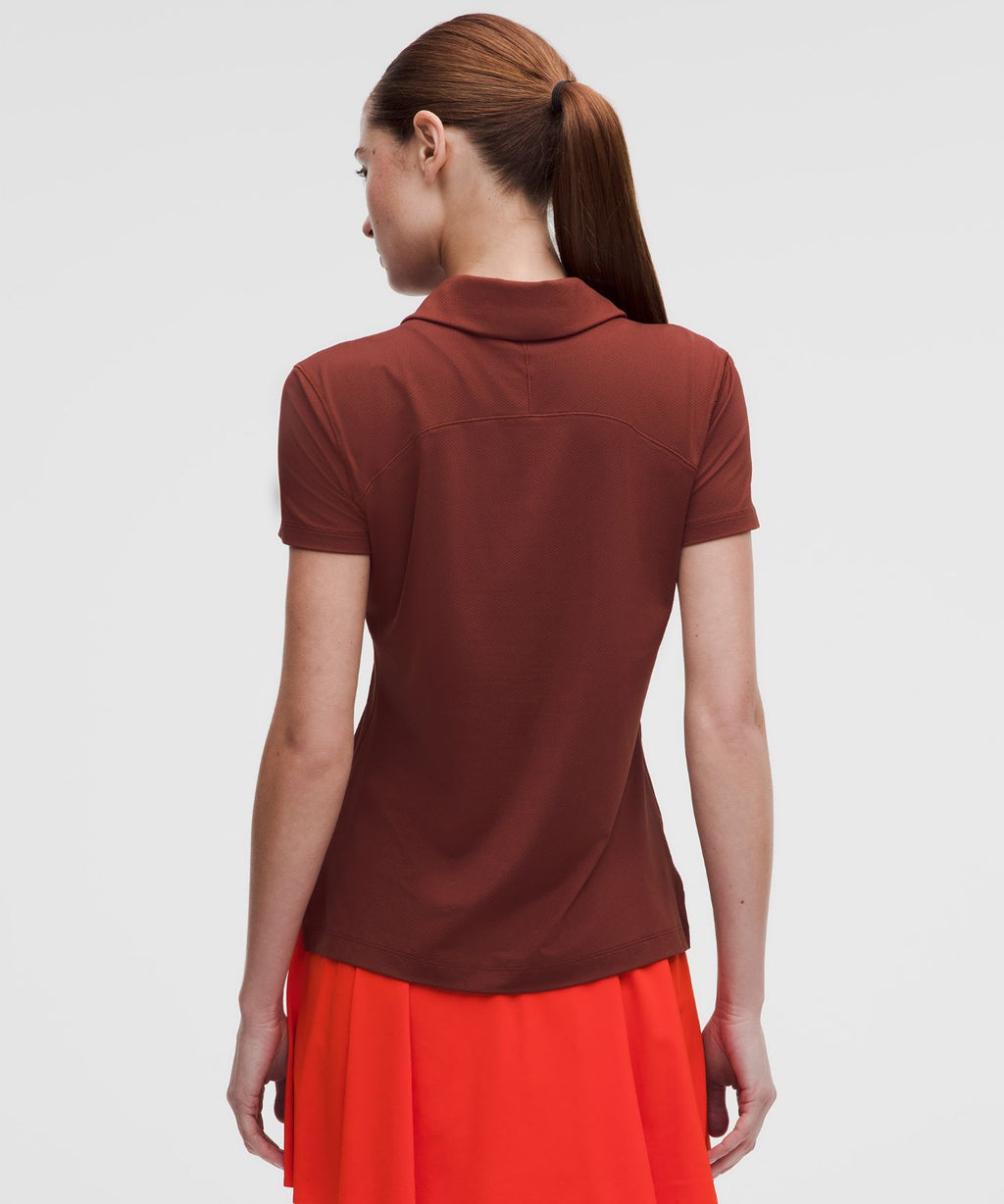 Quick-Dry Short-Sleeve Polo Shirt Straight Hem *Logo Cranberry Charm