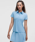 Quick-Dry Short-Sleeve Polo Shirt Straight Hem *Logo Dreamy Blue
