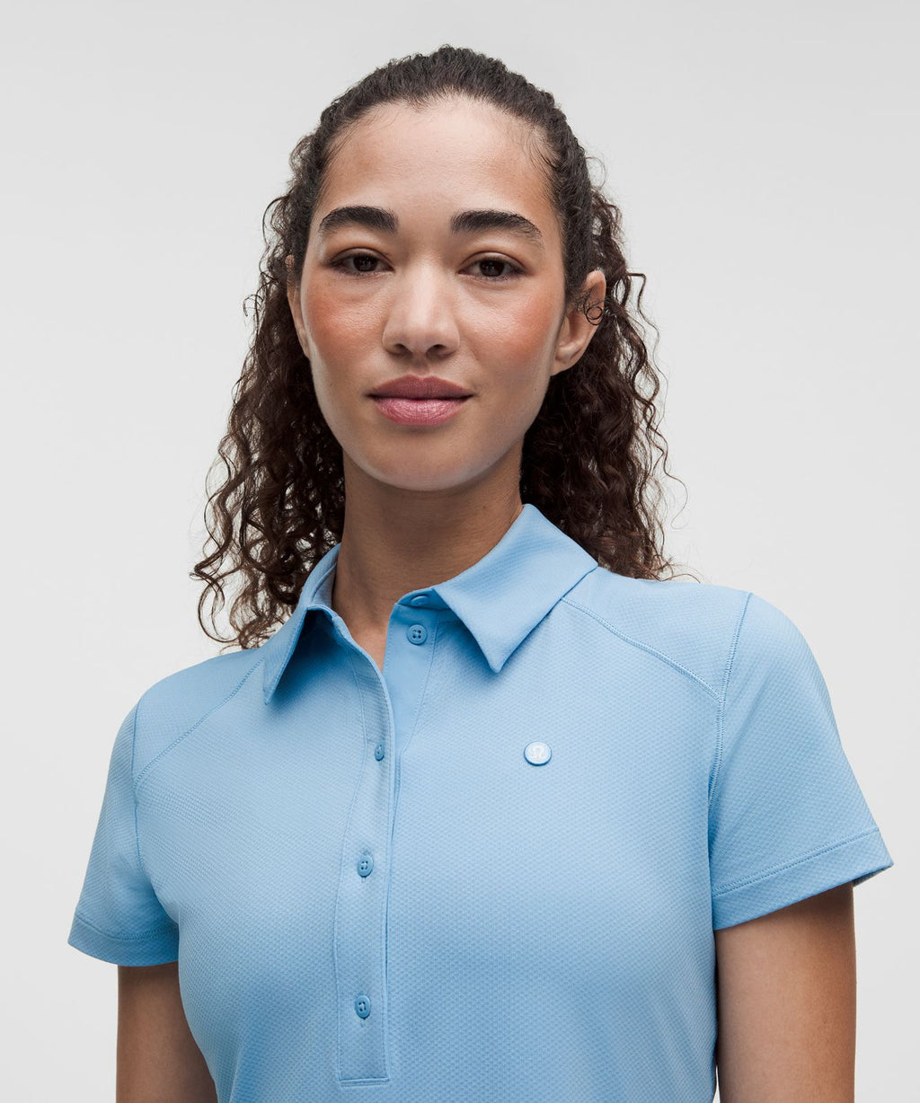 Quick-Dry Short-Sleeve Polo Shirt Straight Hem *Logo Dreamy Blue