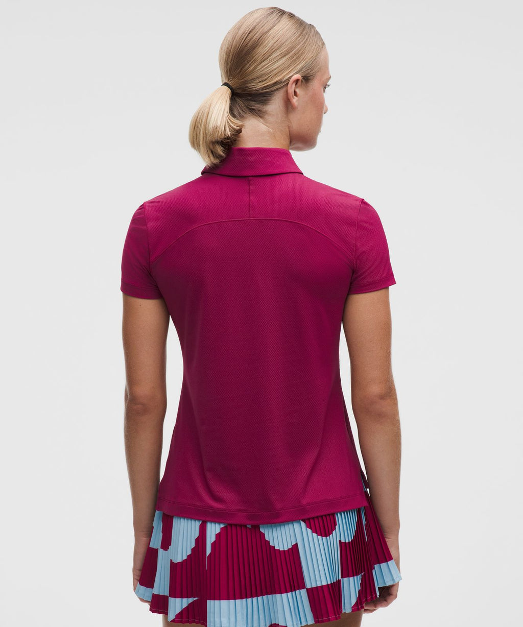 Quick-Dry Short-Sleeve Polo Shirt Straight Hem *Logo Raspberry Rave