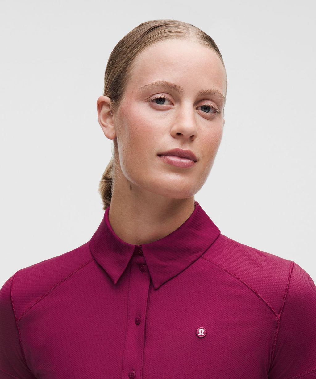Quick-Dry Short-Sleeve Polo Shirt Straight Hem *Logo Raspberry Rave