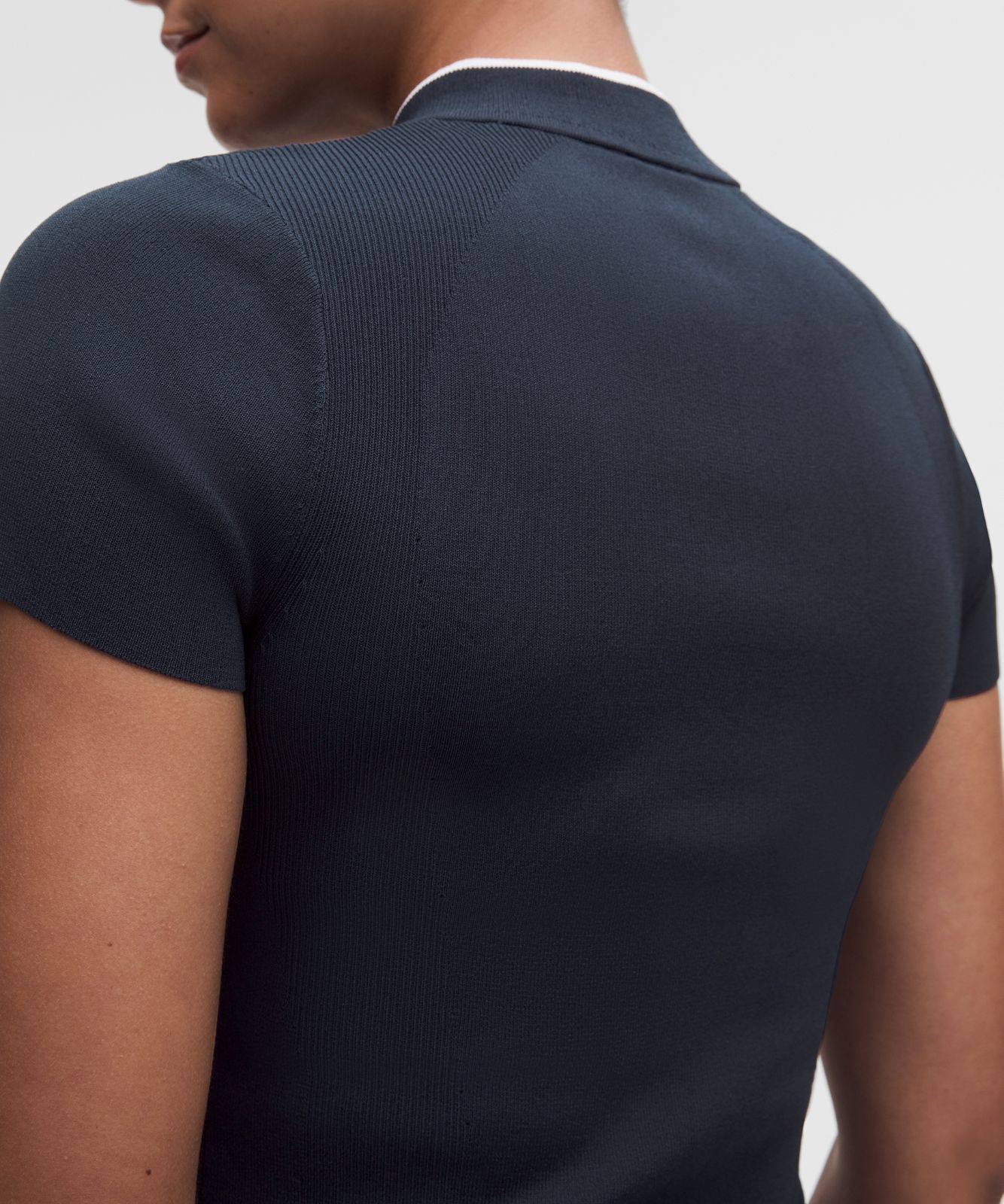 Knit Golf Mockneck Short-Sleeve Shirt True Navy/White