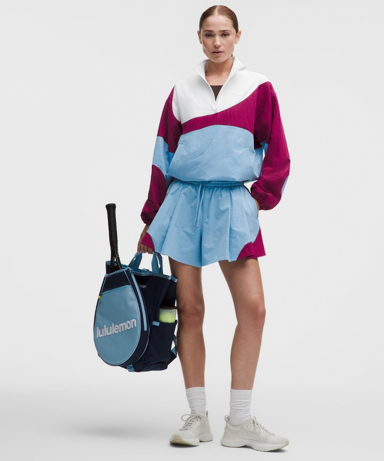Half-Zip Tennis Pullover Raspberry Rave/Dreamy Blue/White