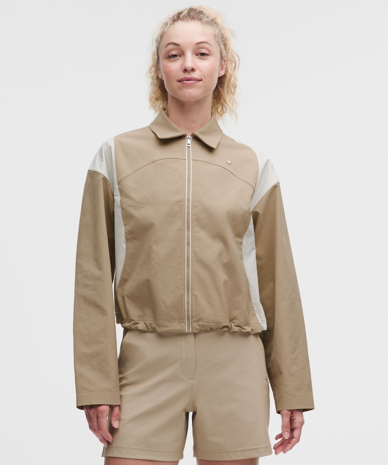 Collared Panelled Golf Jacket Rumble Crumble/Light Ivory