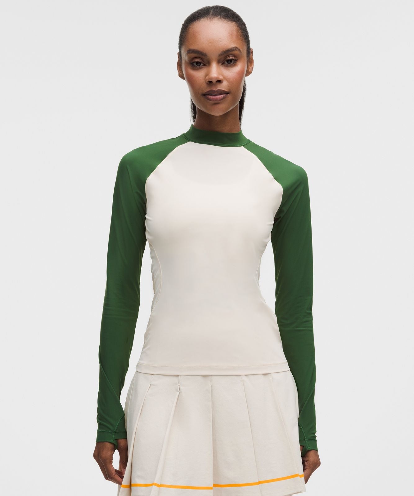 UV-Protective Mockneck Long-Sleeve Shirt Light Ivory/Ivy Grove