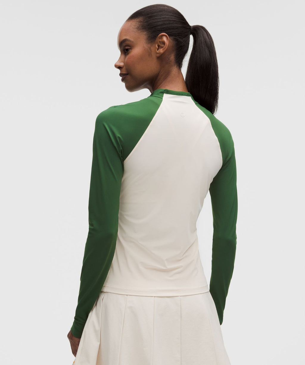 UV-Protective Mockneck Long-Sleeve Shirt Light Ivory/Ivy Grove
