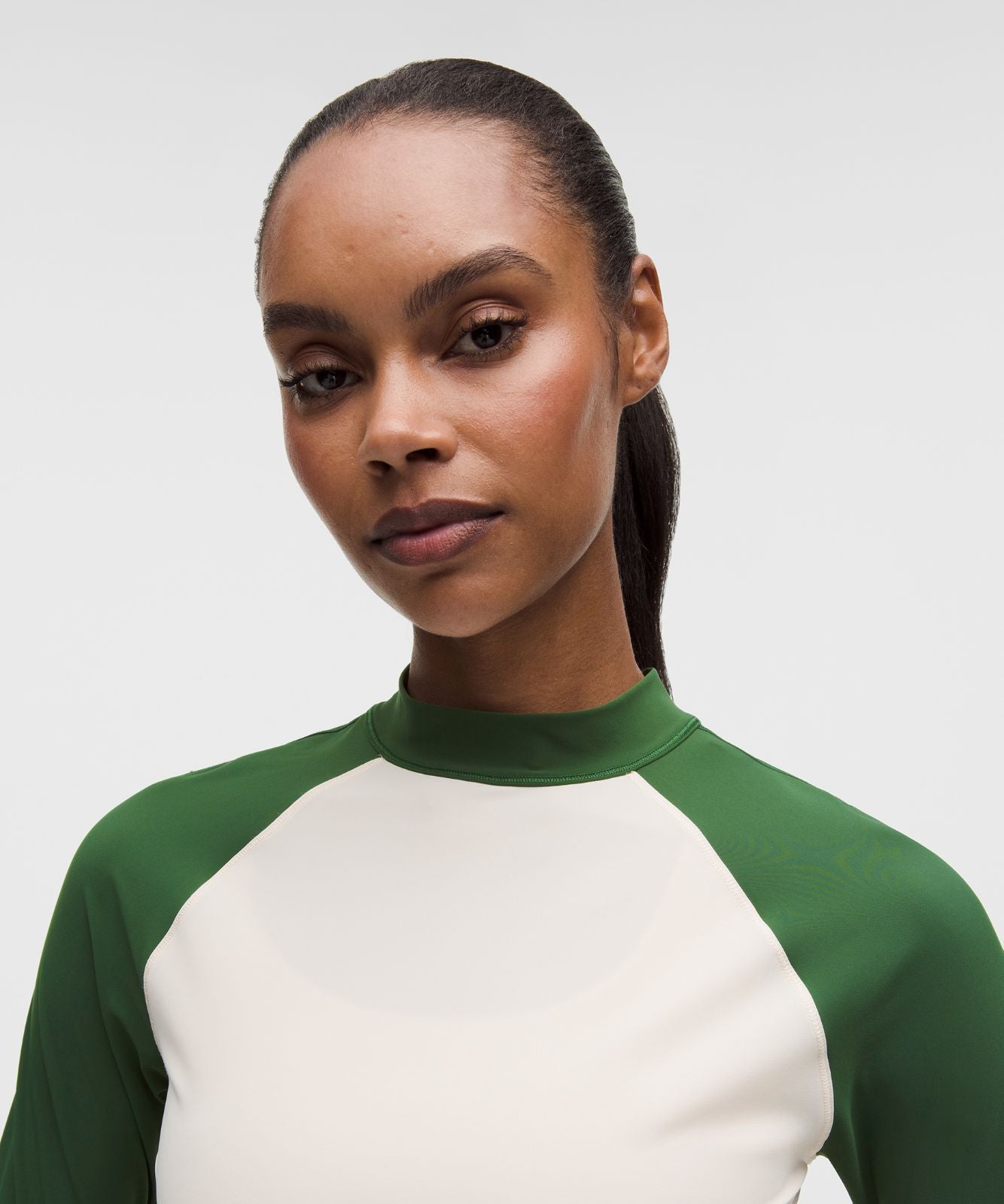 UV-Protective Mockneck Long-Sleeve Shirt Light Ivory/Ivy Grove