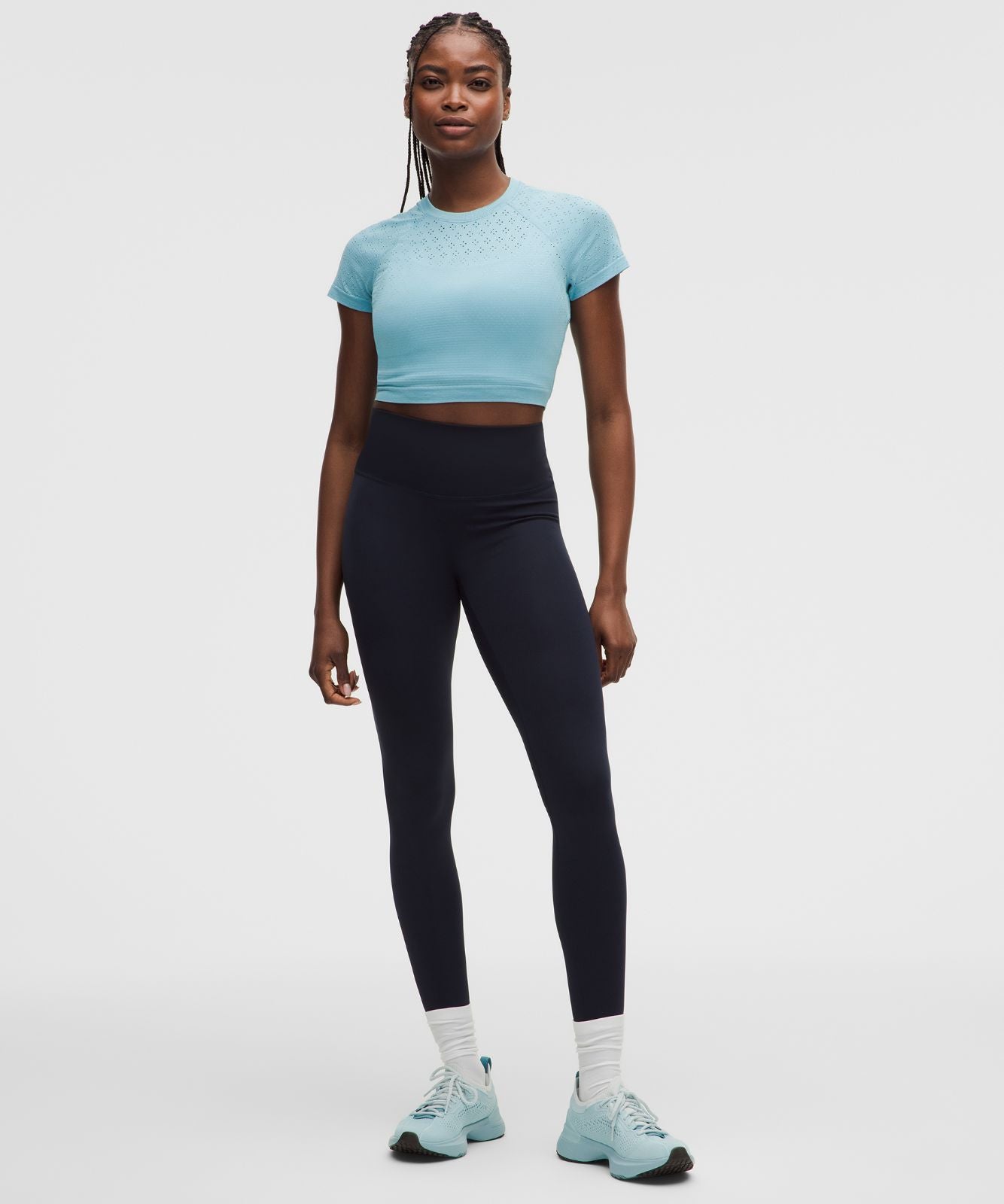 Swiftly Tech Cropped Short-Sleeve Shirt 2.0 Jewel Dot Seafoam