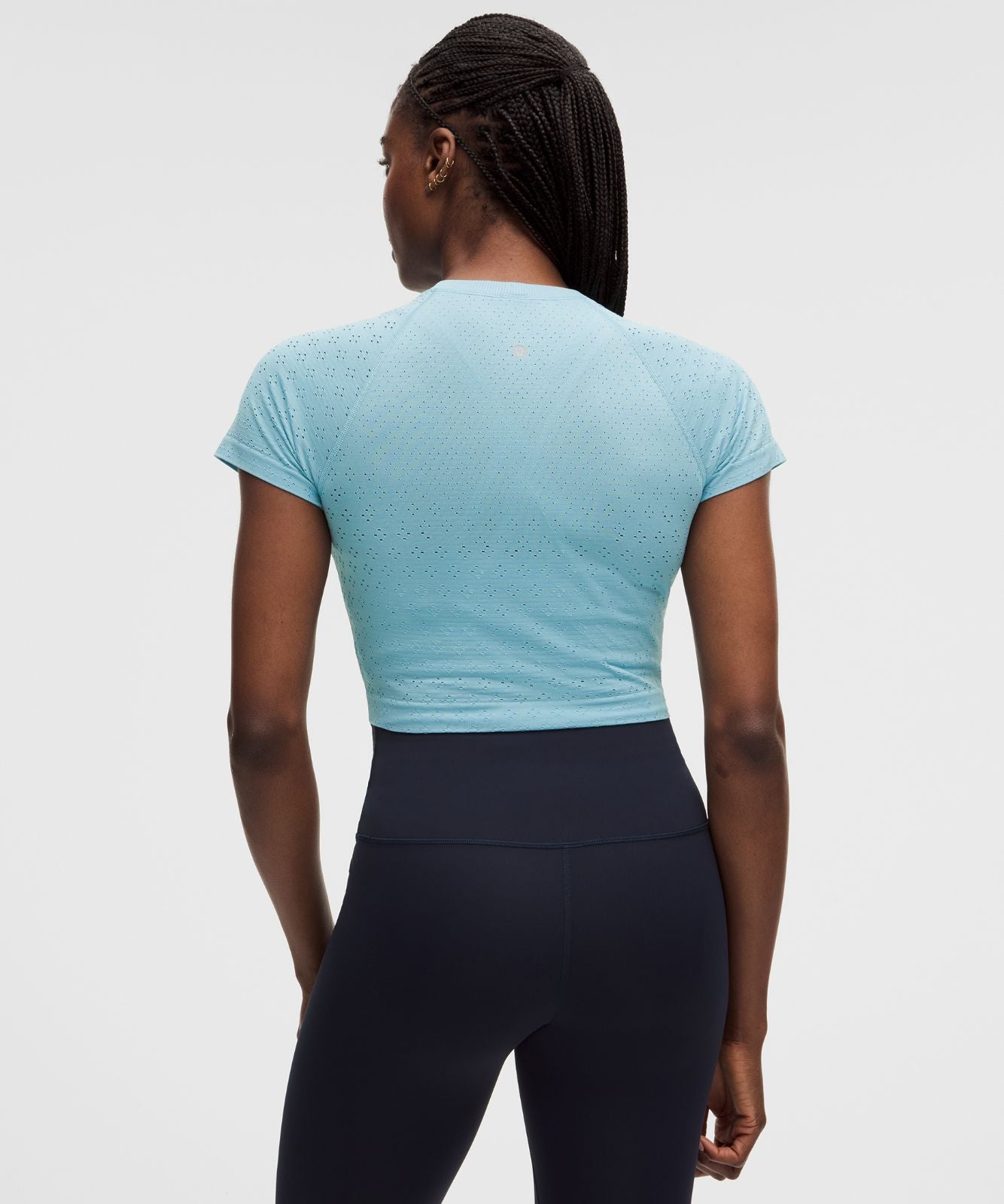 Swiftly Tech Cropped Short-Sleeve Shirt 2.0 Jewel Dot Seafoam