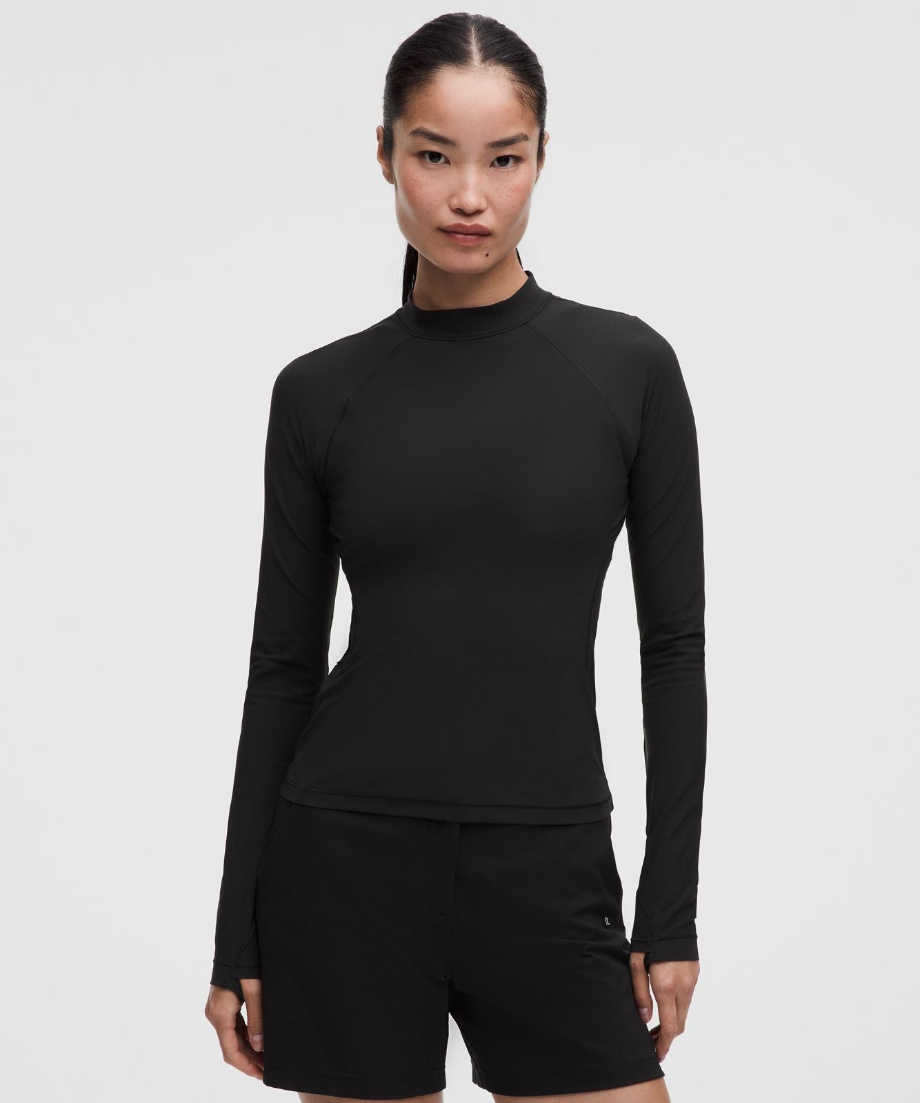 UV-Protective Mockneck Long-Sleeve Shirt Black