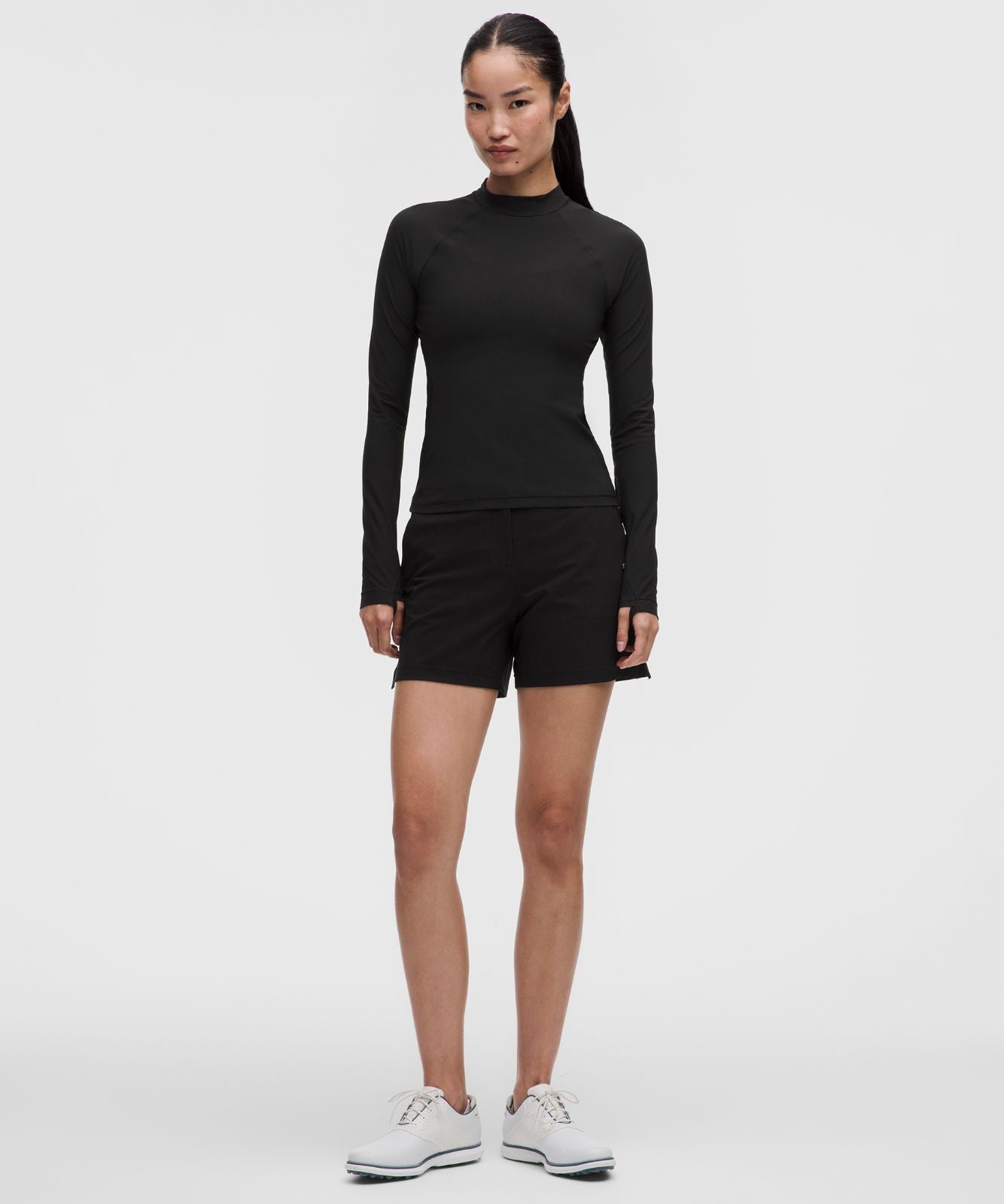 UV-Protective Mockneck Long-Sleeve Shirt Black