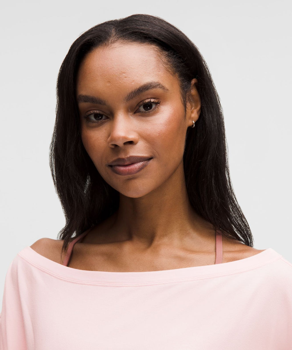 BeCalm Oversized Boatneck Long-Sleeve Shirt Pink Pearl
