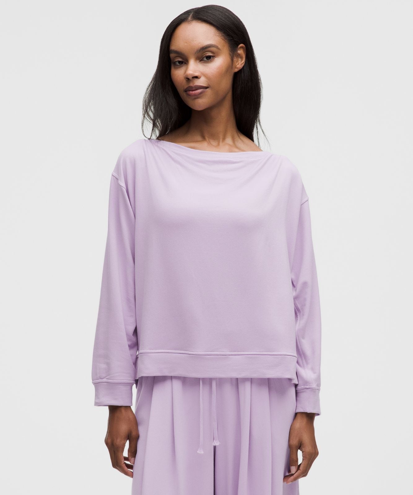 BeCalm Oversized Boatneck Long-Sleeve Shirt Lilac Play