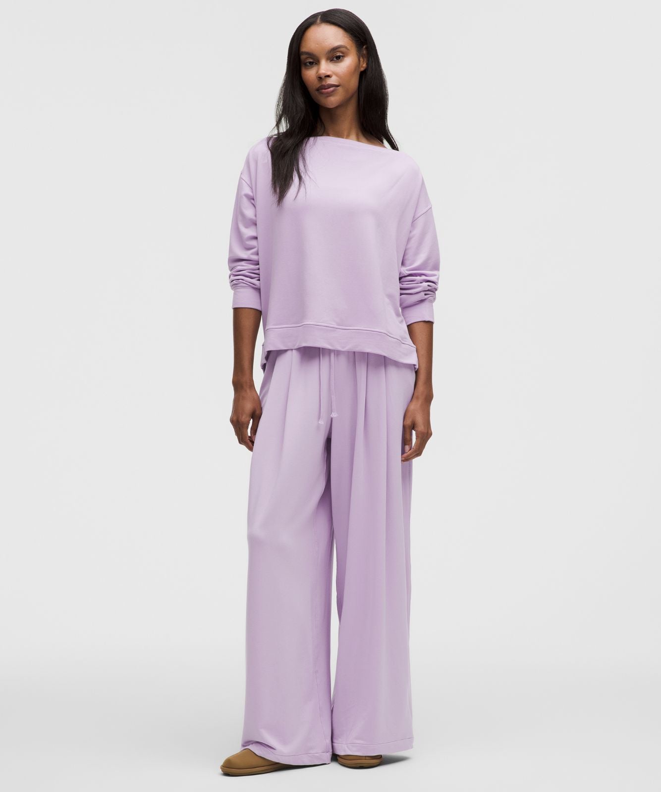 BeCalm Oversized Boatneck Long-Sleeve Shirt Lilac Play