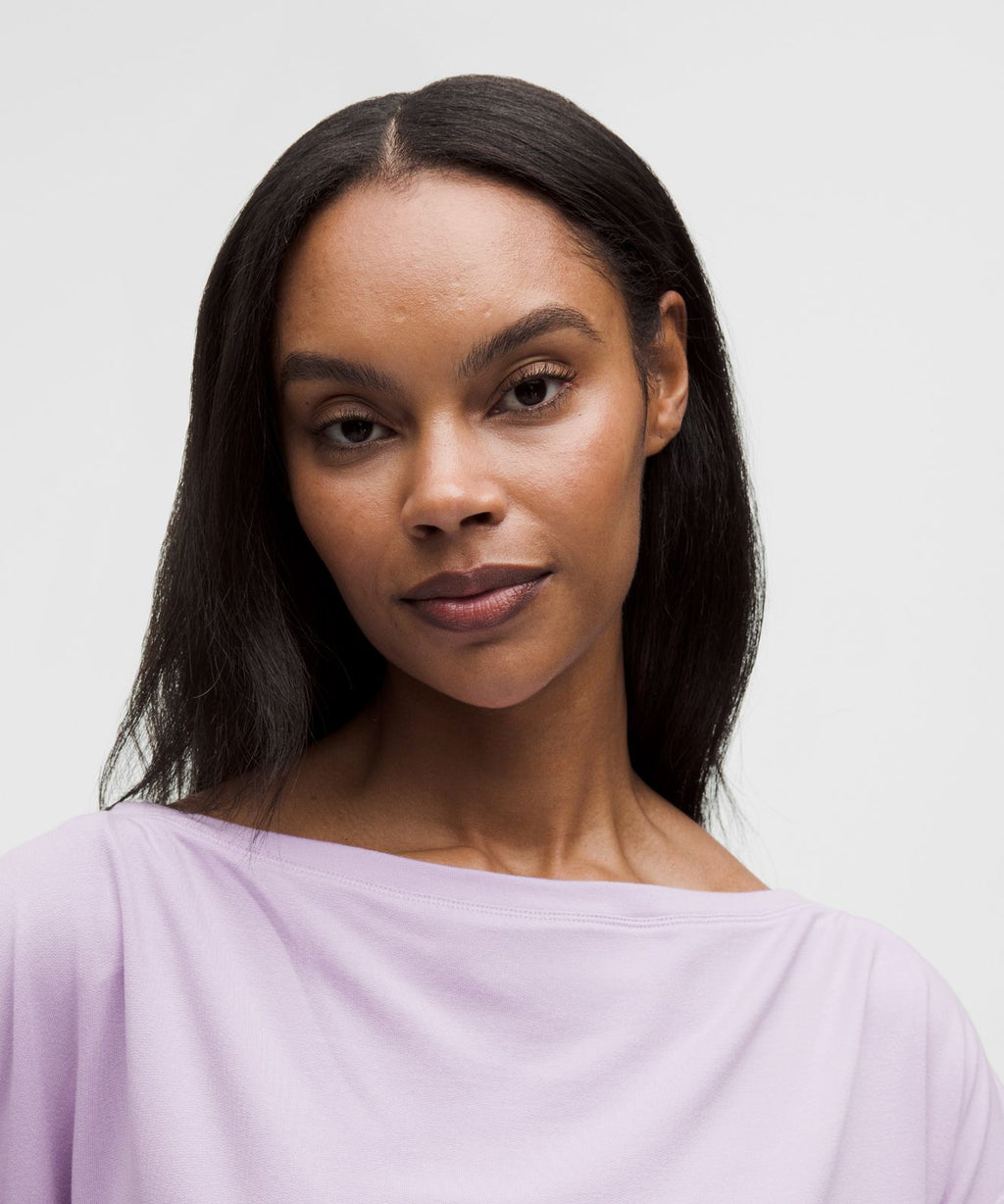 BeCalm Oversized Boatneck Long-Sleeve Shirt Lilac Play
