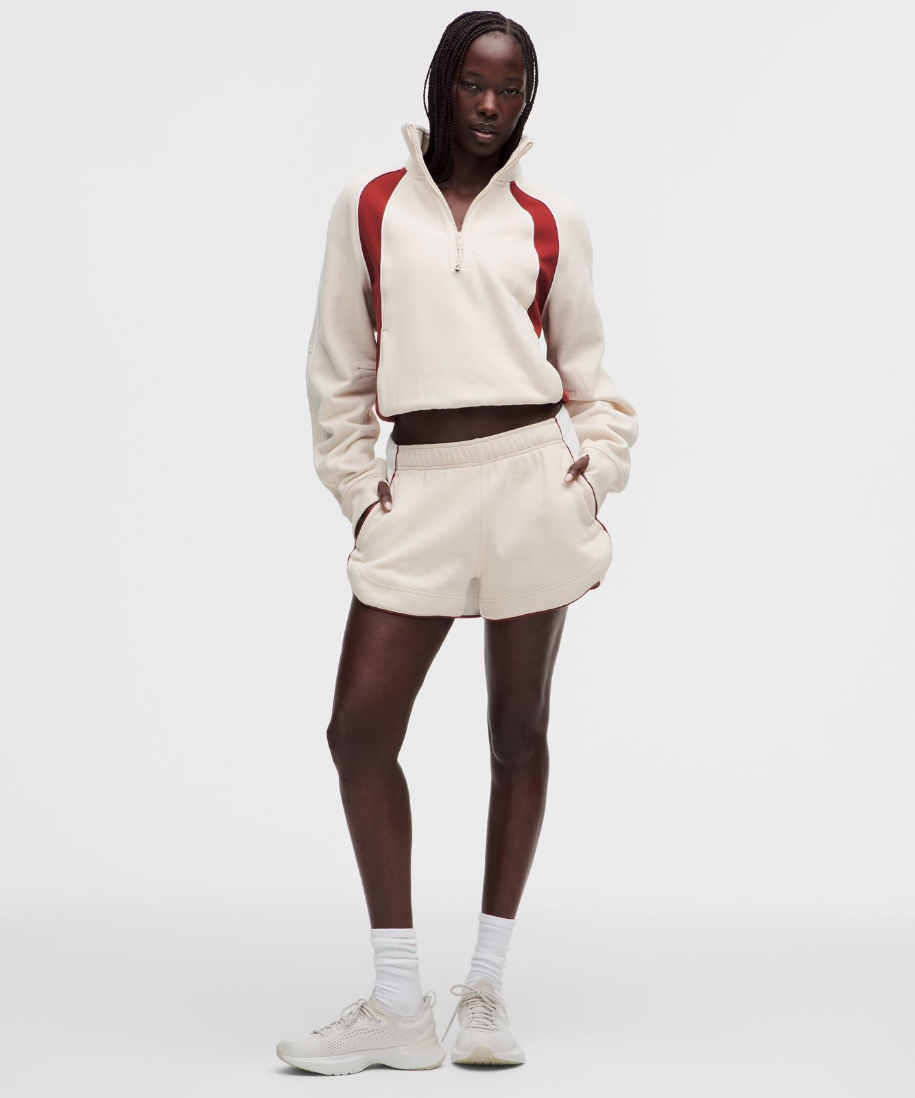 Scuba Relaxed Half-Zip *Colourblock Light Ivory/Rocket Red/White