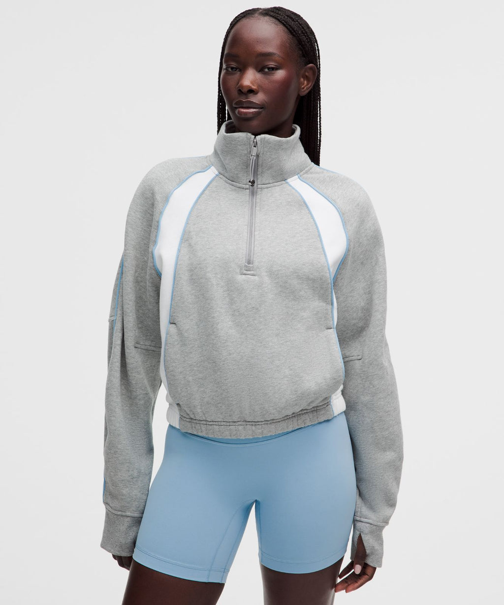 Scuba Relaxed Half-Zip *Colourblock Heathered Core Medium Grey/White/Dreamy Blue
