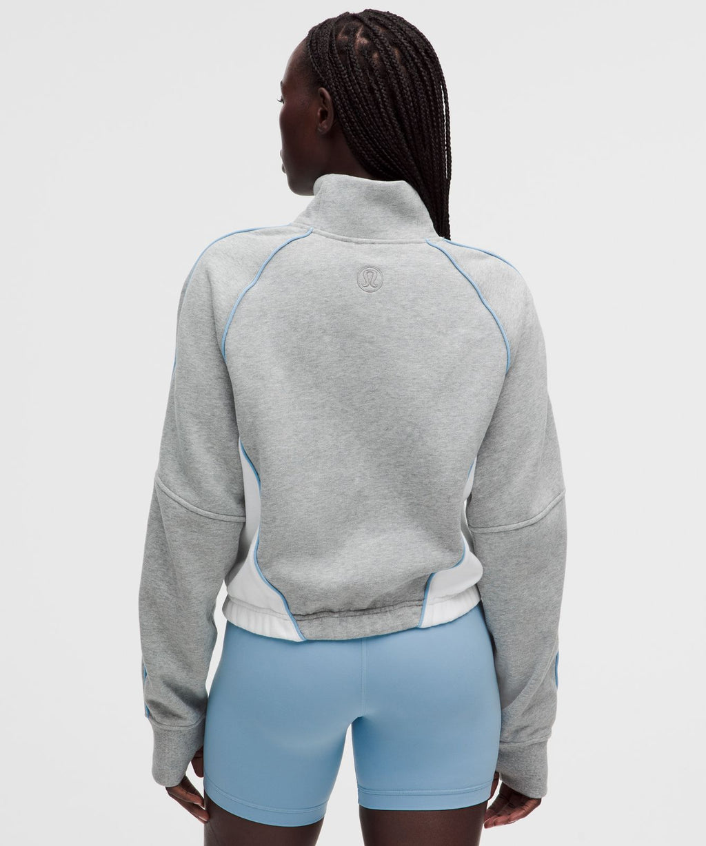 Scuba Relaxed Half-Zip *Colourblock Heathered Core Medium Grey/White/Dreamy Blue