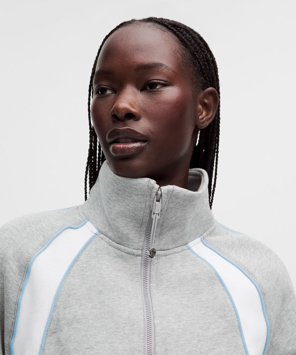 Scuba Relaxed Half-Zip *Colourblock Heathered Core Medium Grey/White/Dreamy Blue