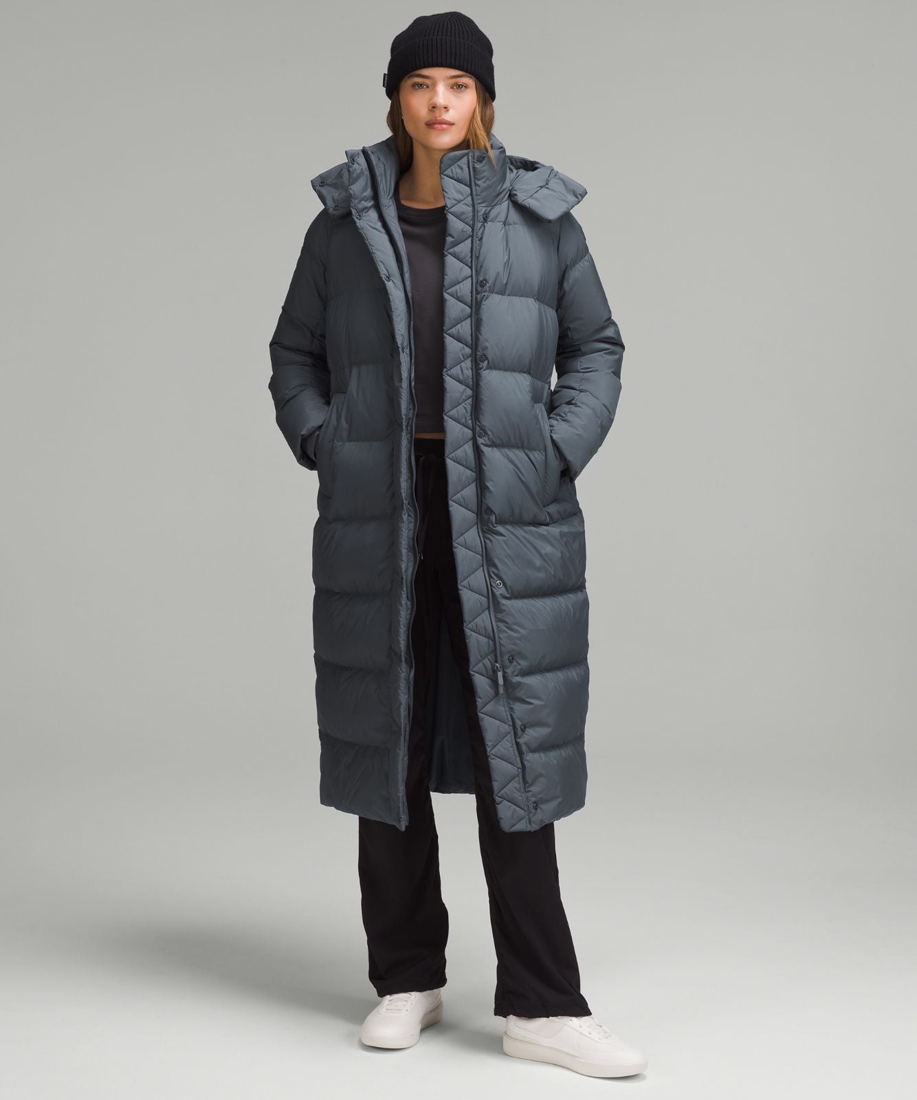Women's Wunder Puff 600-Down-Fill Long Jacket Oil Grey