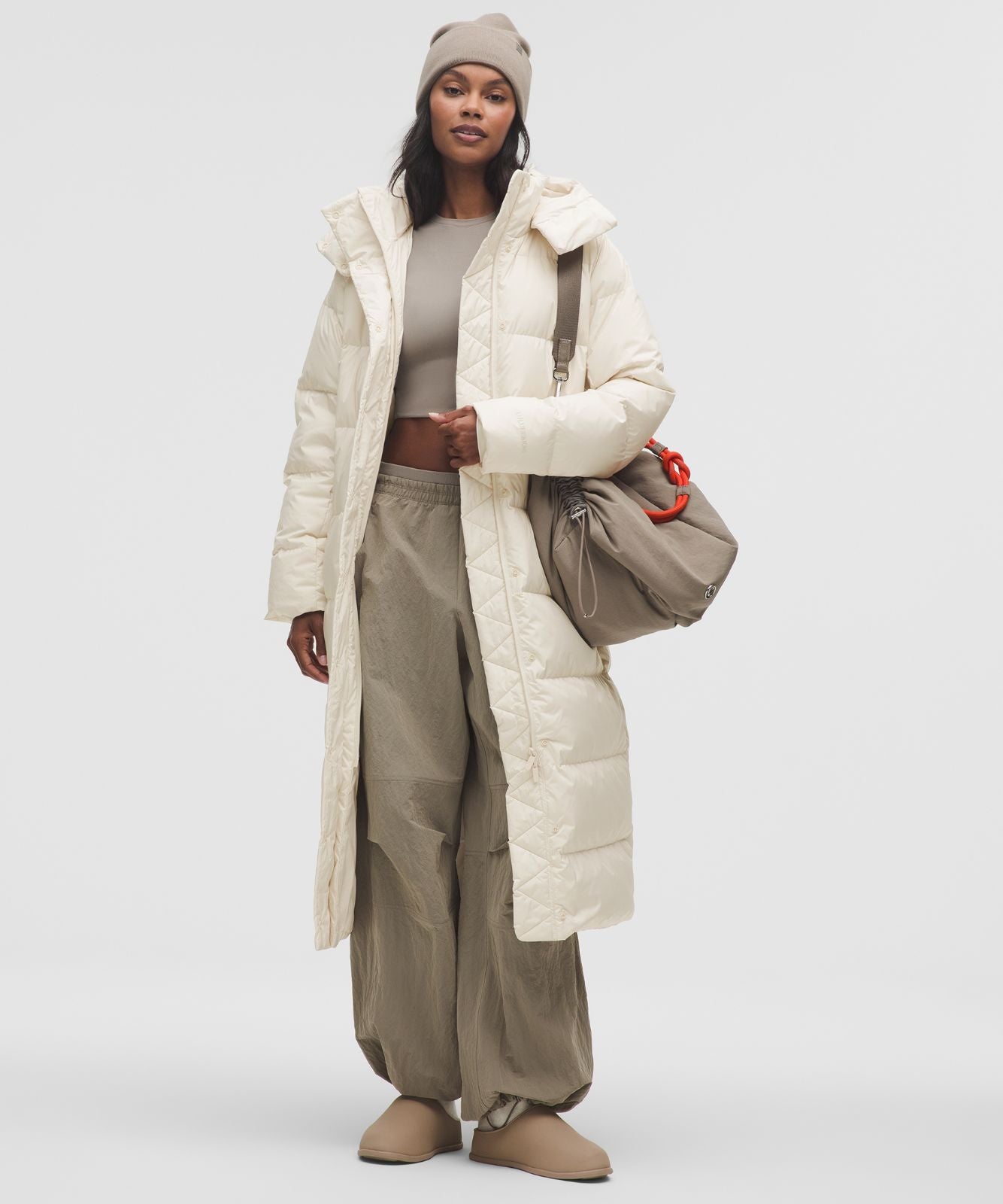 Women's Wunder Puff 600-Down-Fill Long Jacket Light Ivory